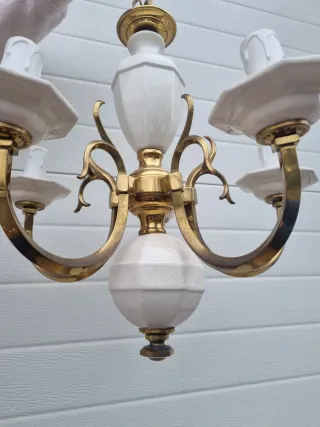 Lámpara de bronce y cerámica