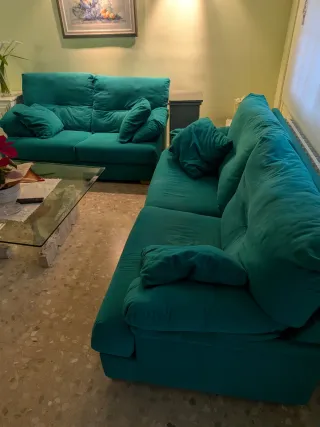 Sofá 3+2 plazas microfibra verde