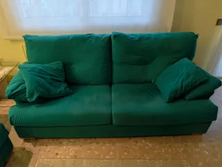 Sofá 3+2 plazas microfibra verde
