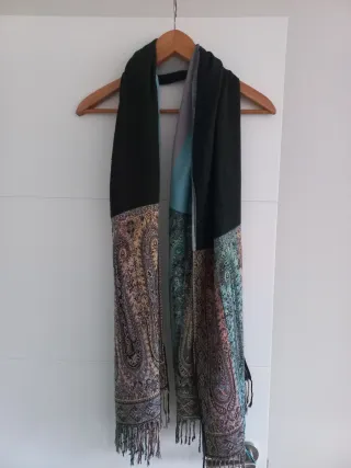 Bufanda pashmina mujer estampado azul lila