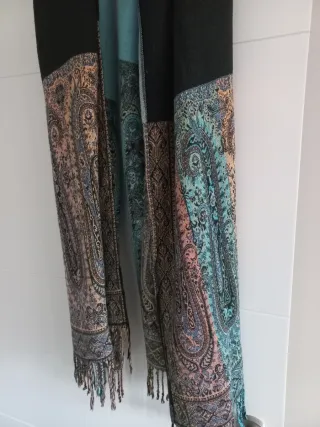 Bufanda pashmina mujer estampado azul lila