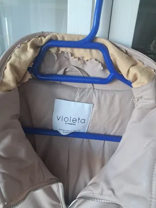 Plumífero acolchado beige mujer