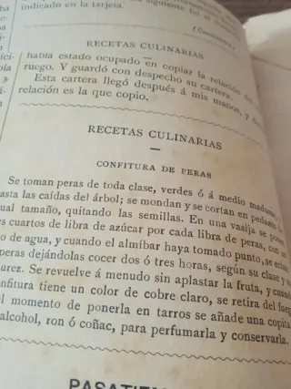 Manuscrito recetas cocina gastronomía reposteria