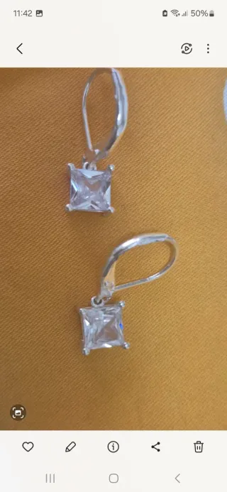 Pendientes plata con piedra cuadrada