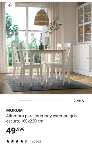Alfombra Ikea Morum gris oscuro 160x230