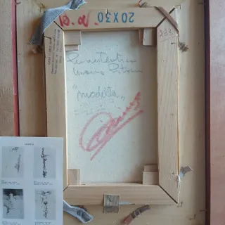 Quadro Pitocco donna con cornice dorata olio tela