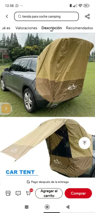 Tienda de campaña para maletero de coche