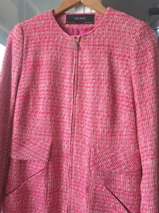 Chaqueta Zara Tweed Rosa