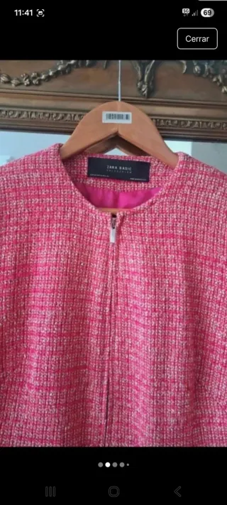 Chaqueta Zara Tweed Rosa