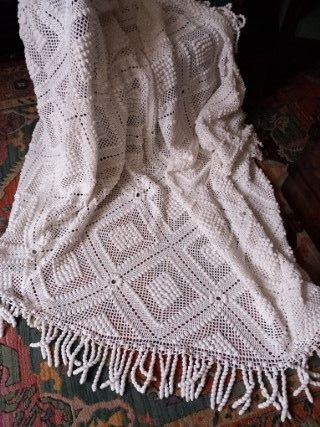 Coberta crochet feita à mão branca