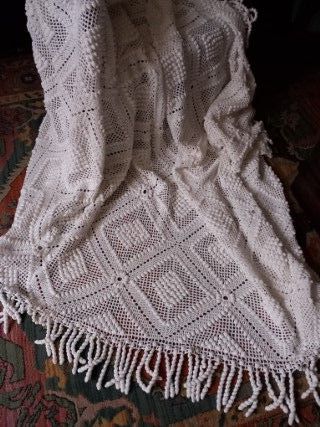 Coberta crochet feita à mão branca