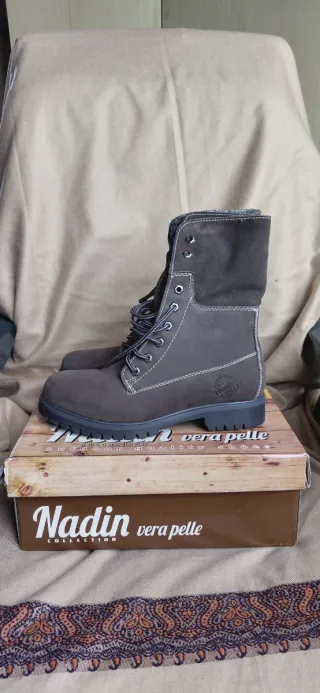 Stivaletti scarponcini grigio donna in vera pelle