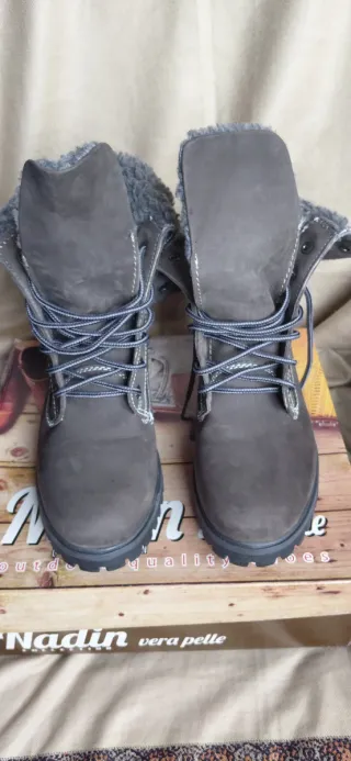 Stivaletti scarponcini grigio donna in vera pelle