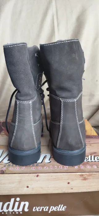 Stivaletti scarponcini grigio donna in vera pelle