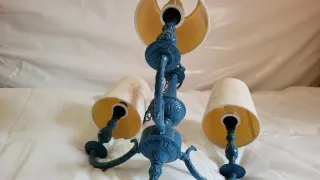 Lámpara triple de techo vintage azul y beige