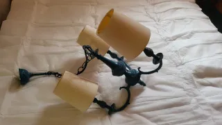 Lámpara triple de techo vintage azul y beige