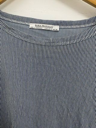 Zara Camiseta Rayas Azul Talla S