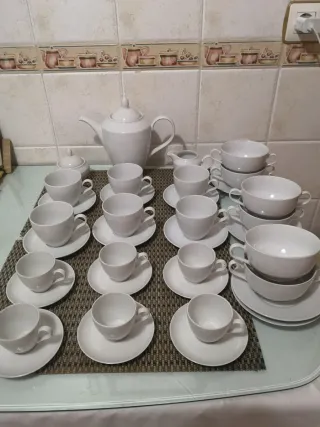 Juego de café porcelana blanco