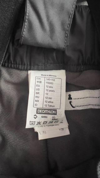 Pantalón de esquí para niño/a talla 12 años
