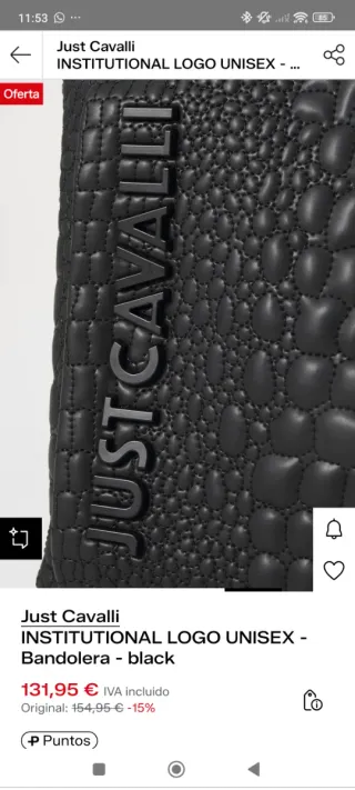 Bolso Bandolera Just Cavalli Negro Logo