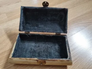 Caja joyero decorativa hueso y metal