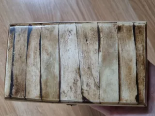 Caja joyero decorativa hueso y metal