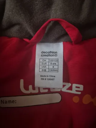 Mono Nieve Wedze 8 Años