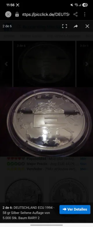 Medalla Alemania ECU 1994 Plata