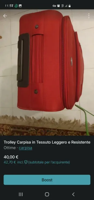 Trolley Carpisa rosso tessuto leggero