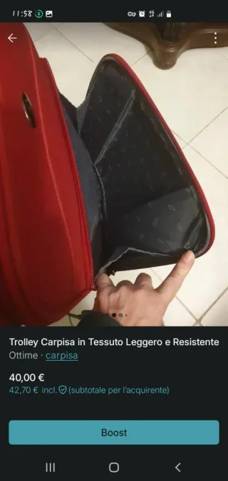 Trolley Carpisa rosso tessuto leggero