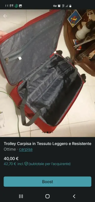 Trolley Carpisa rosso tessuto leggero