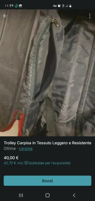 Trolley Carpisa rosso tessuto leggero