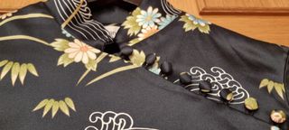 Elegante camisa estilo oriental Blanco talla M