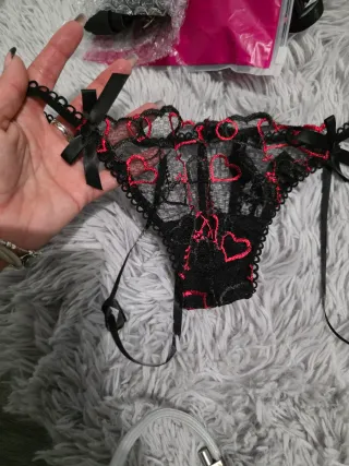 Conjunto Lencería Encaje Corazones Talla Única