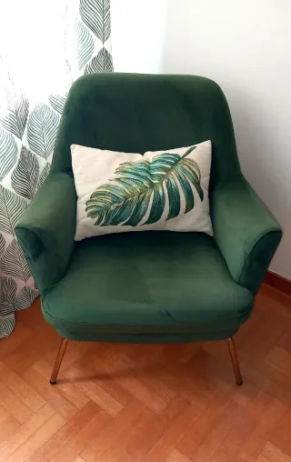 Butaca verde de terciopelo