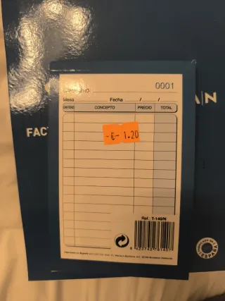 Factura de camareros nuevo por cierre tienda