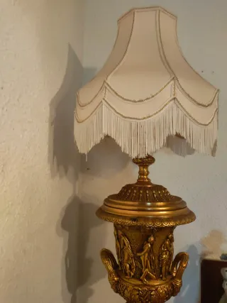 2 Lámparas Bronce y Mármol 95cm