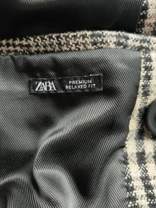 Abrigo Zara Man Lana Lino Cuadros Talla M
