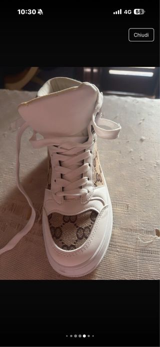 Scarpe da ginnastica alte bianche e beige