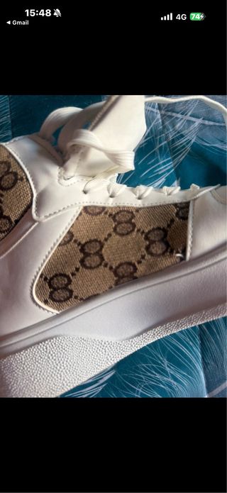 Scarpe da ginnastica alte bianche e beige