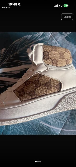 Scarpe da ginnastica alte bianche e beige