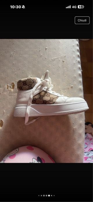 Scarpe da ginnastica alte bianche e beige