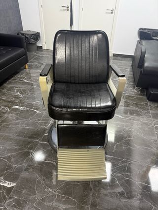 Sillón de Barbería Negro y Plata