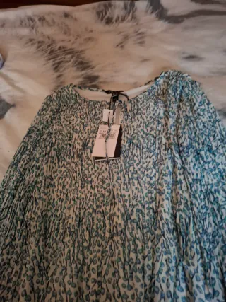 Blusa Cortefiel Estampada Azul y Blanca