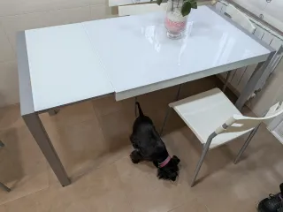 Mesa de cocina cristal extensible + 4 sillas