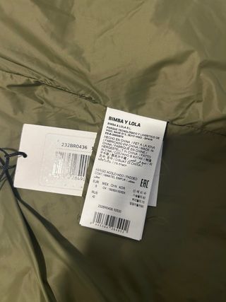 Plumífero Bimba y Lola Verde Talla S