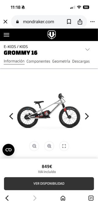 Bicicleta Eléctrica Infantil Mondraker