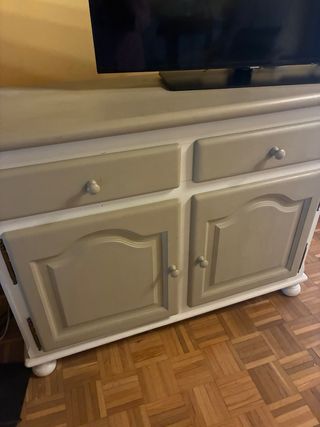 Mueble comedor madera beige y blanco