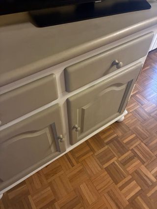 Mueble comedor madera beige y blanco