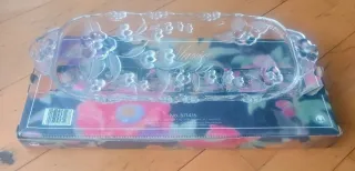 Bandeja cristal flores relieve